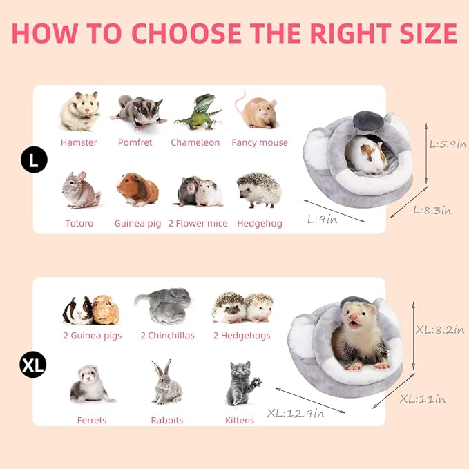 LEFTSTARER Guinea Pig Rat Bed and Hideout for Ferret Hedgehog Sleep and Hide, Hamster Small Pet Animals Supplies Toy Cage Accessories Nest