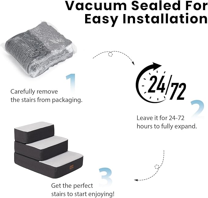 5-Step Adjustable Dog Stairs for High Beds, Dog Steps for Small Dogs and Cats, Foldable Pet Stairs for Bed Climbing, Non-Slip Pet Step Indoor, Grey