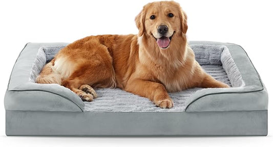 FURTIME Orthopedic Dog Bed for Extra Large Dogs - XL Washable Dog Sofa Bed Large, Supportive Foam Pet Couch Bed with Removable Washable Cover, Waterproof Lining and Nonskid Bottom, Light Grey