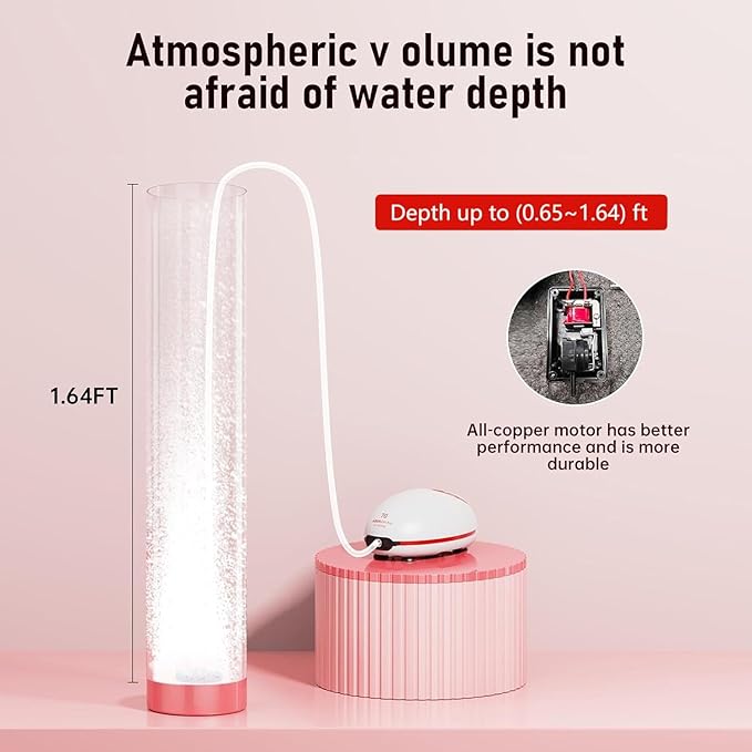 1w Ultra Quiet Aquarium Air Pump, Aquarium Aerator Adjustable Airflow, Single Hole Suitable for 20 to 40 GPH Fish Tank