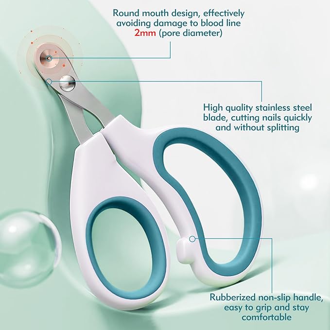 Cat Nail Clipper, Durable Stainless Steel Cat Nail Trimmer with Sharp Blade and Anti-Slip Handle, Professional Small Animal Claw Clippers for Cats Kittens Dogs Rabbits Guinea Pigs