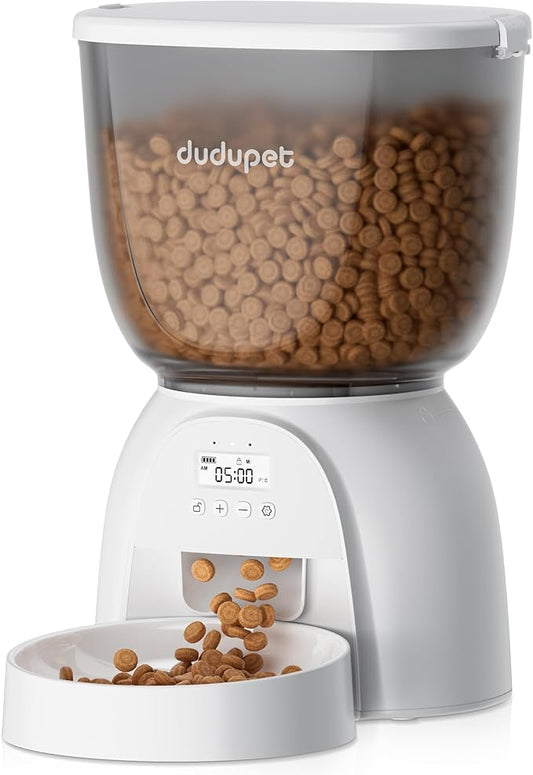 5L Automatic Cat Feeder, Timed Cat Food Dispenser, Automatic Pet Feeders Up to 6 Meal 1-20 Portion, Dual Power Supply Cats Feeder, Pet Dry Food Dispenser for Cats and Small Dogs