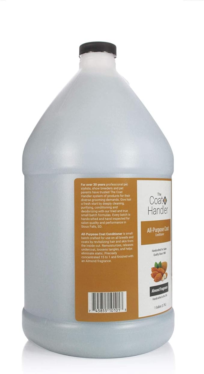 All-Purpose Coat Dog Conditioner, 1 Gallon - All Natural Ingredients, Handcrafted, Loosens Tangles and Eliminates Static, Aids in DeShedding, Professional Grade Grooming Formula