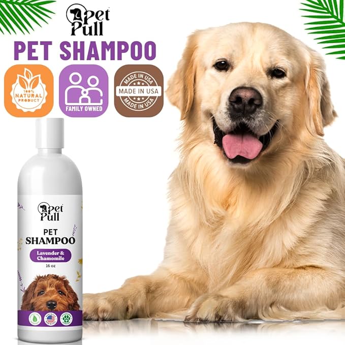 Pet Shampoo for Dogs - Plant-Based Dog Shampoo Cleanser - Dog Wash Pet Supplies for Pets with Lavender and Chamomile Scent - Safe and Gentle Sensitive Skin Dog Shampoo - Made in The USA 16oz