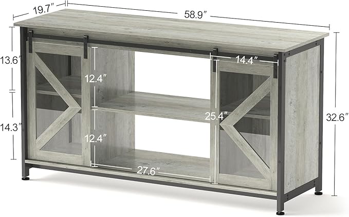 55-75 Gallon Aquarium Stand Heavy Duty Steel Frame, Fish Tank Cabinet with Accessories Storage for Reptile Terrarium & Turtle Tank - 1000lbs Capacity (Grey)