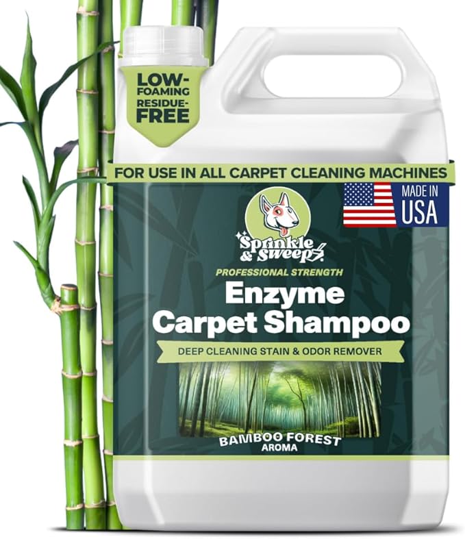 Sprinkle & Sweep Enzyme Carpet Shampoo (64oz) - Carpet Cleaner Solution to Eliminate Tough Stains & Neutralize Odors at the Source - Car, Furniture, Carpets & Rug Cleaner - Use with All Machines