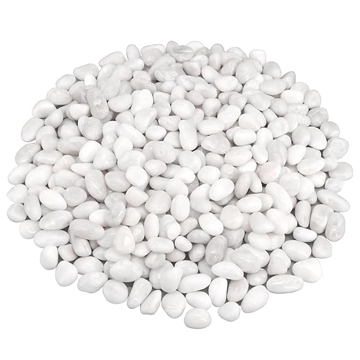 Aquarium Gravel,Landscaping Pebbles, Decorative Ornamental Pebbles Garden,Landscaping Stones Gravel Filler for Home Decoration Flower Bed Fish Tank Plants Vases Succulents (10 Pounds, White)