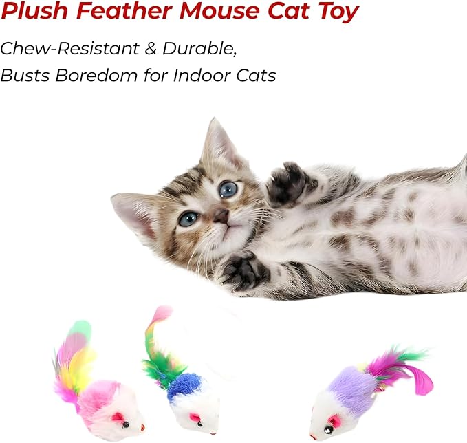 2-Pack Interactive Cat Toys Ball - 2025 New Gen with 360° Auto-Rotation Smart Obstacle Avoidance,Includes 4 Cat Spiral Spring＆1 Furry Cat Toy Mice,Ideal Kitten Toys for Bored Indoor Cats(Orange＆Blue)