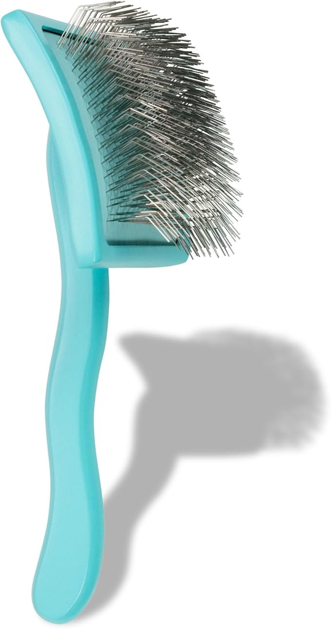 Chris Christensen Big G Dog Slicker Brush for Dogs (Goldendoodles, Labradoodles, Poodles), Groom Like a Professional, Fluff Detangle Style, Saves Time Energy, Teal, Large