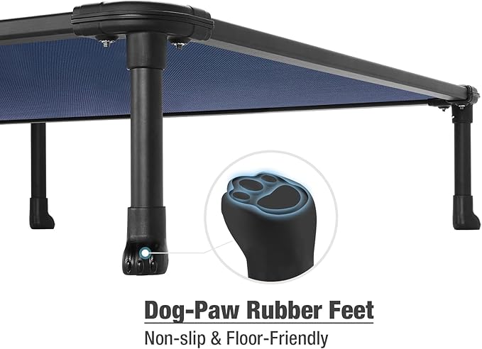 Veehoo Chew Proof Elevated Dog Bed - Cooling Raised Pet Cot - Rustless Aluminum Frame and Durable Textilene Mesh, Unique Designed No-Slip Feet for Indoor or Outdoor Use, Blue, XX-Large, CWC2002