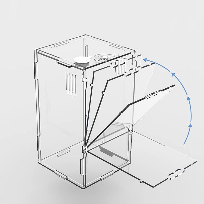 BETAZOOER Acrylic Mini Reptile Tank Habitat Transparent Terrariums with Locking Latch Suitable for Tarantula Isopod Roach Invertebrates (8''x6''x14'')