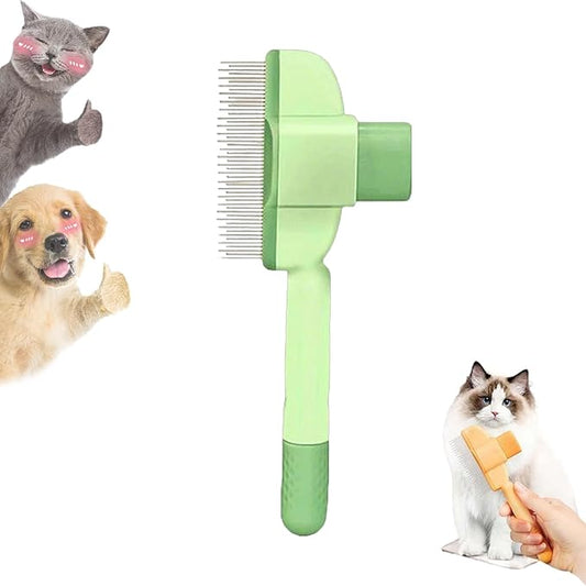 Zen Brush for Cats, Zenbrush Cat Comb, Self Cleaning Pet Comb Grooming Brush, Catdogcomb Pet Grooming for Massaging and Cleaning Shedding Hair (Green)