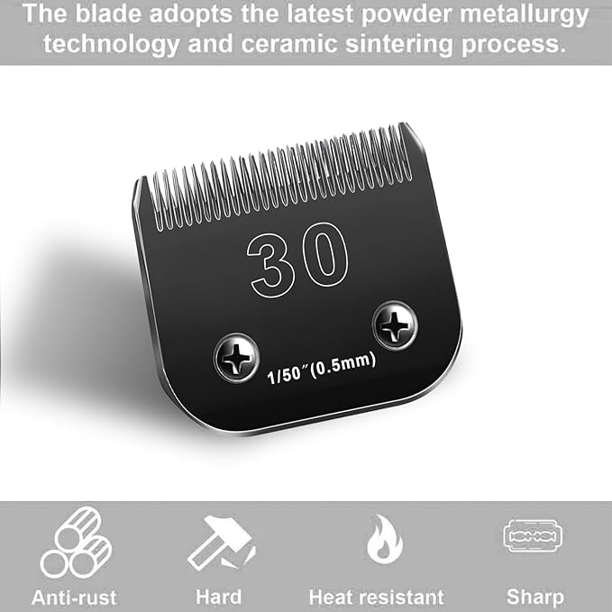 30 Blades Dog Grooming Blades Compatible with Andis/Oster A5/Wahl KM-10 Series Dog Clippers,Detachable Dog Clipper Replacement Blades,Black,(30#/2PCS)