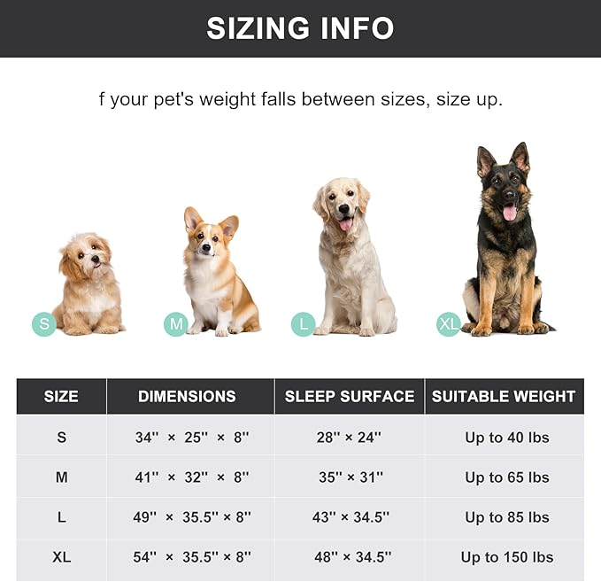 50" Lx35 Wx8 H Cooling Elevated Dog Bed for Large Dogs with Non-Slip Floor Protectors & Breathable Mesh, Raised Indoor & Outdoor Dog Cot Pet Hammock, Grey