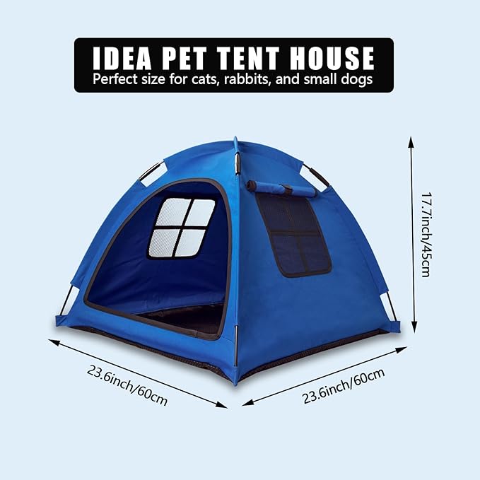 Blue Cat Tent House、Cat's Nest, Portable Indoor/Outdoor Pet Tent House for Cats, Puppies and Other Small Animals