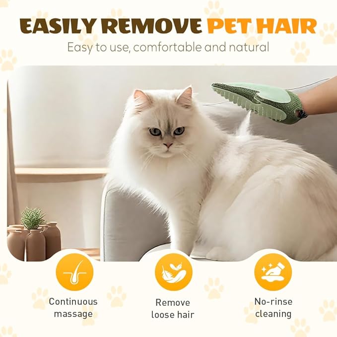 All-in-One Grooming Mist Glove for Pets, Upgrade Efficient Pet Hair Remover Gloves Grooming Spray Comb, Gentle Deshedding Efficient for Dogs & Cats (Green)