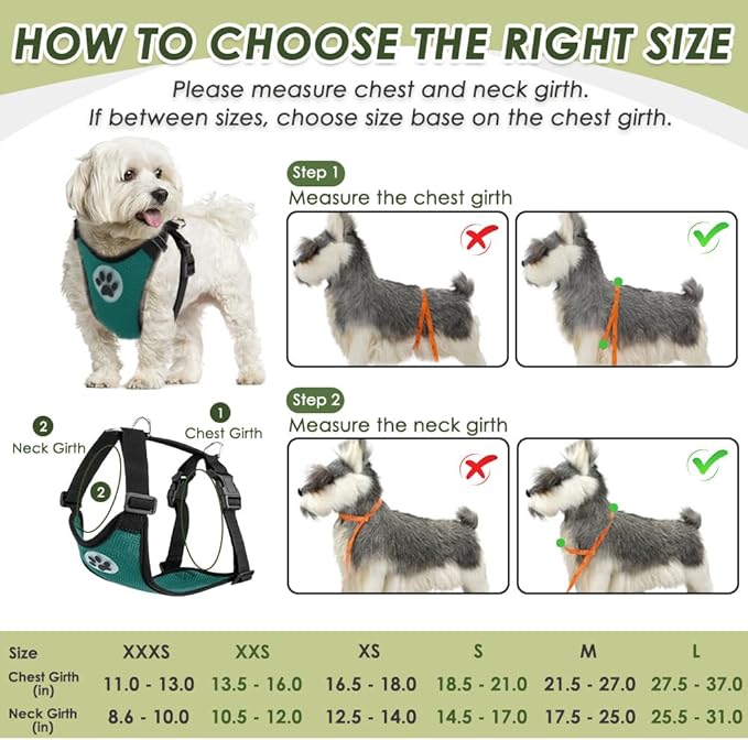 SlowTon Dog Seat Belt Harness for Car, Dog Car Harness Adjustable Mesh Breathable & Dog Seatbelt Safety Tether with Elastic Bungee for Small Medium Large Pets(Green, Double Clip, M)