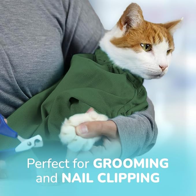 Cozy Comfort Carrier - Small Green Cat Carrier, Cat Holder for Cutting Nails, & Cat Carrier Pouch for Vet Visits, Medication Administration, Dental Care, & Travel
