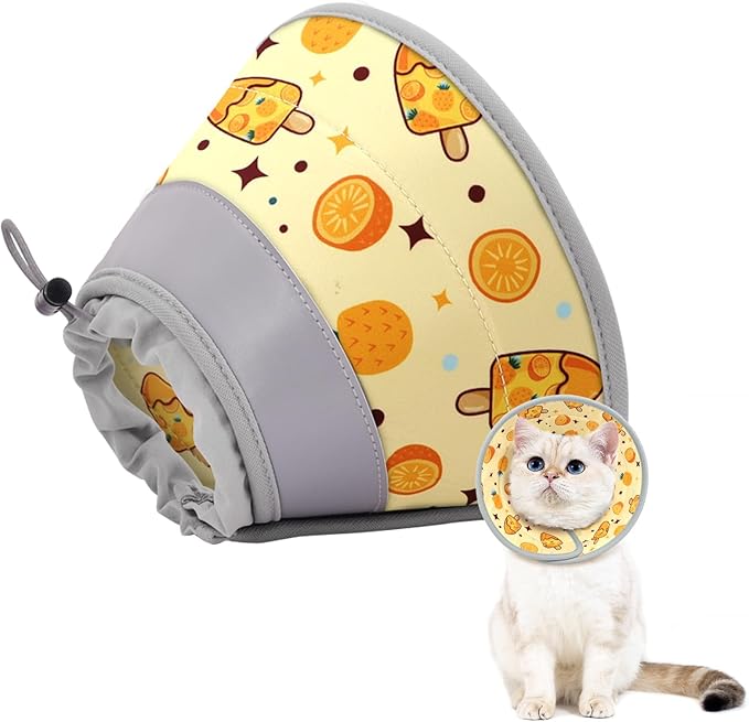Cat Cone Collar Soft to Stop Licking, Adjustable, Foldable Lightweight Kitten Cones After Surgery Recovery for Cats & Kittens, Cat Cone Alternative (Orange, M)