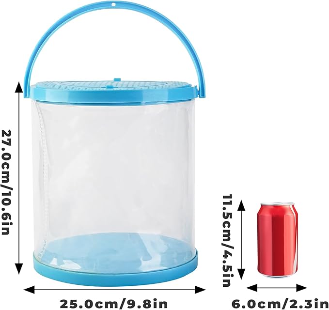 Foldable Small Aquarium, Portable Fish Tank, Fish Transport Container, Plasitc Fish Bowl, Beginner Tank, Great Concept for Catching and Release Critters, Beach, Pool and Lake