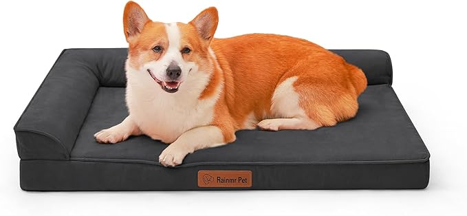 Chew Proof Dog Bed, 3" Memory Foam Dog Bed for Medium and Large Dogs, Removable and Washable Microsuede Cover, Waterproof Liner, Nonskid Bottom, 41x27 Inches XL Dark Grey