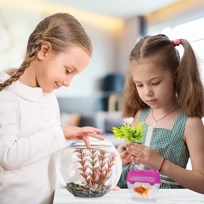 ArtCreativity Small Plastic Aquariums for Kids, Set of 4, Single Fish Aquariums in Assorted Vibrant Colors, Under-The-Sea Party Favors, Aquatic Party Supplies, Aquarium Gift Shop Items, 5 Inches