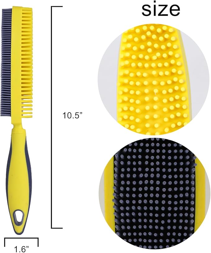 Rubber Pet Hair Removal Brush, Dogs Cats Hair Lint Remover Tool Massage Bath Comb Brush for Cleaning and Grooming (Yellow)