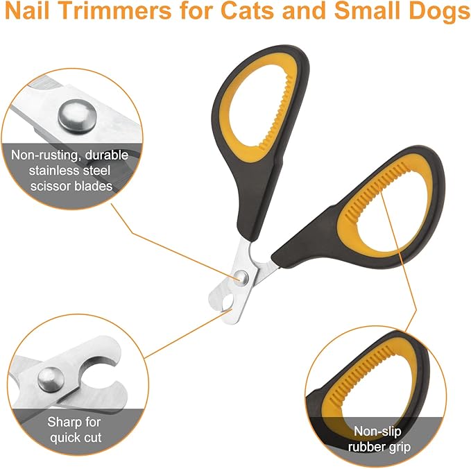 Cat Nail Clipper, Premium Dog Nail Clippers Trimmers Cat Claw Pet Nail Clippers Professional Ergonomic Anti-Slip Small Animals Grooming Tool for Kitten Cats Puppy Birds Hedgehogs Rabbits Hamsters