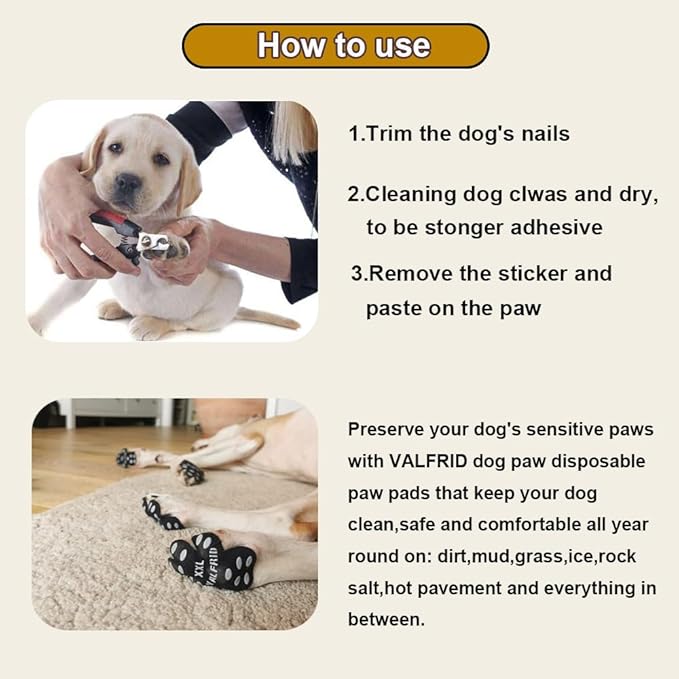 Dog Paw Protector Anti-Slip Grips to Keeps Dogs from Slipping On Hardwood Floors,Disposable Self Adhesive Resistant Dog Shoes Booties Socks Replacement M 24 Pieces