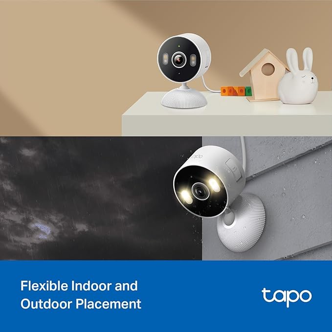 Tapo 2K 3MP Indoor/Outdoor Security Camera - Free Person/Motion/Baby Cry Detection, Color Night Vision, IP65 Weatherproof, SD/Cloud Storage, Works w/Alexa & Google Home, HybridCam (2-Pack)