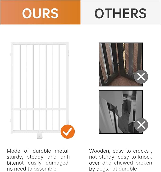 Full Metal Freestanding Dog Gate with Door, 36''Height Foldable Pet Dog Fence for Indoor & Outdoor, 2 Panels Extra Wide Free Standing TallDog Gates for Doorways,House,Stairs,Porch,Deck,Yard