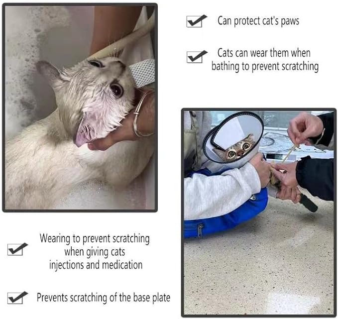 4 PCS Cat Mittens to Prevent Scratching,Mesh Breathable Cat Shoes,Adjustable Cats Anti Scratch Gloves,Suitable for Cats When Bathing and Nail Trimming(M,Black)