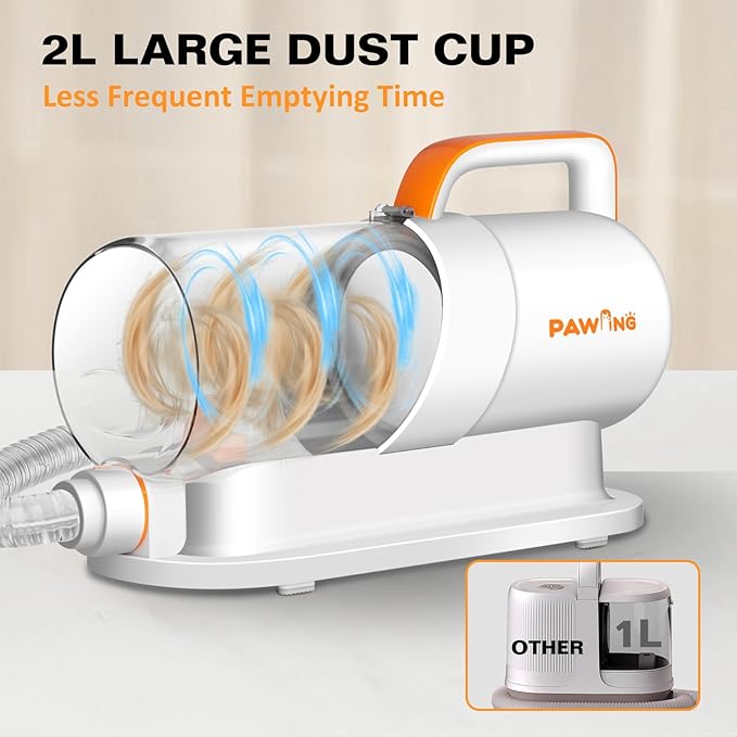 Pet Grooming Kit with Vacuum, All-in-1 Professional Deshedding Tools for Dogs & Cats - Low Noise Dogs Vacuum Cleaner with 2L Large Capacity Dust Cup for Shedding Pet Hair