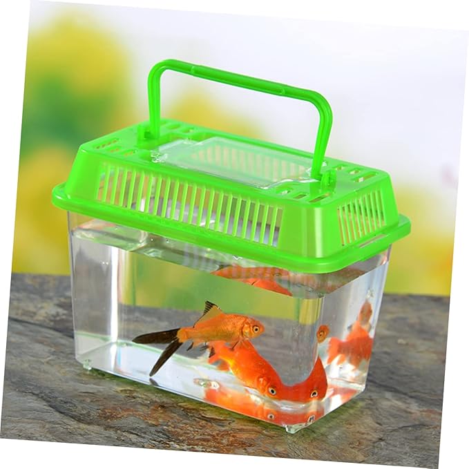 Betta Fish Tank LED Fish Tank Plastic Aquarium Gallon Fish Bowl Small Betta Tank Fish Box with Portable Goldfish Bowl Frog Suite Travel Green Portable Fish Tank Travel