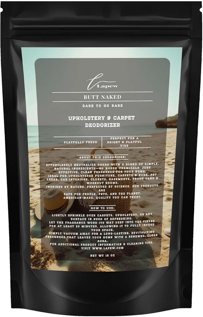 Butt Naked Carpet Freshener Powder: Powerful Odor Eliminator for Home, Upholstery Deodorizer, Carpet Deodorizer, Pet Urine, Cat Litter Box - Butt Naked Fragrance.