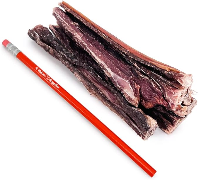 ValueBull Beef Jerky Gullet Sticks, Premium Dog Chews, 6 Inch, 100 Count Bulk Pack - Natural Collagen, Glucosamine & Chondroitin for Joint Health, Single-Ingredient Beef Esophagus