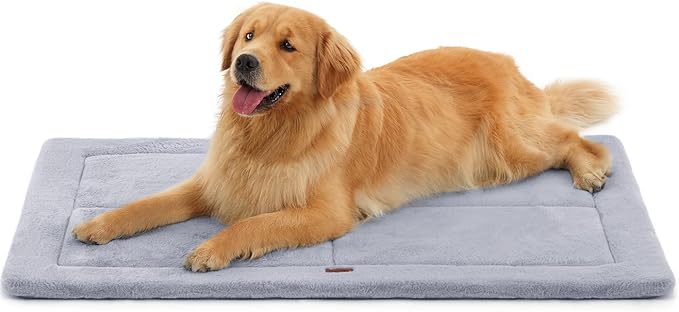 Made4Pets Dog Crate Pad Bed for Large Dogs, Washable & Reversible, Anti-Slip Kennel Mat for Cozy Sleeping, Soft Fluffy Dog Bed for Indoor & Outdoor Use, 44"x32", Gray