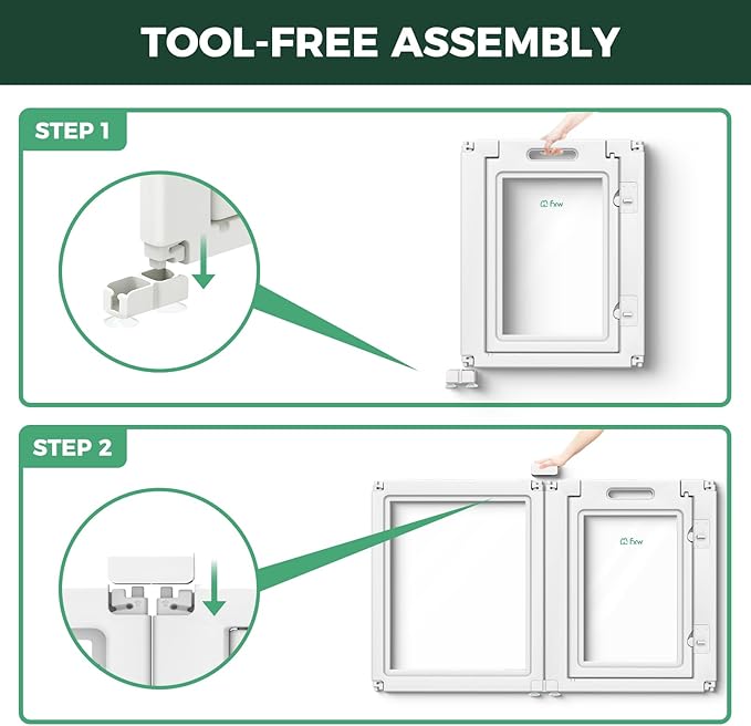 FXW AuraSpace Acrylic Indoor Unleashed Dog Playpen for Small and Medium Dogs, 30 Inch, 16 Panels, White