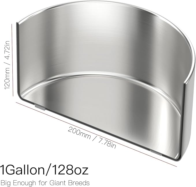 1Gallon Double Layer 304 Stainless Steel Dog Bowl - Insulated & Durable | Non-Slip Base | Easy to Clean | BPA-Free Safe Dog Water Bowl[128oz for Large Giant Breeds]