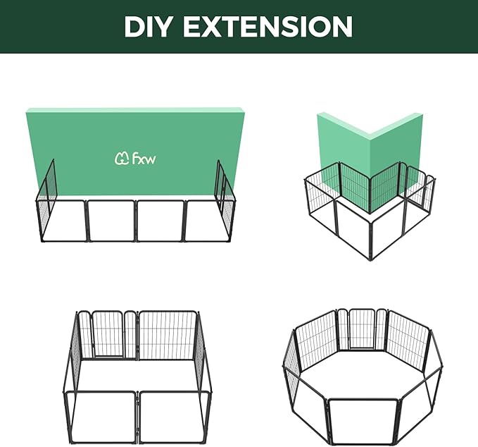 FXW Homeplus Unleashed Indoor Dog Playpen - Stress-Free and Safe Play, Heavy Duty 24 Inch 4 Acrylic Panels + 4 Wire Panels Dog Pen for Puppy and Small Dogs, Black│Patented