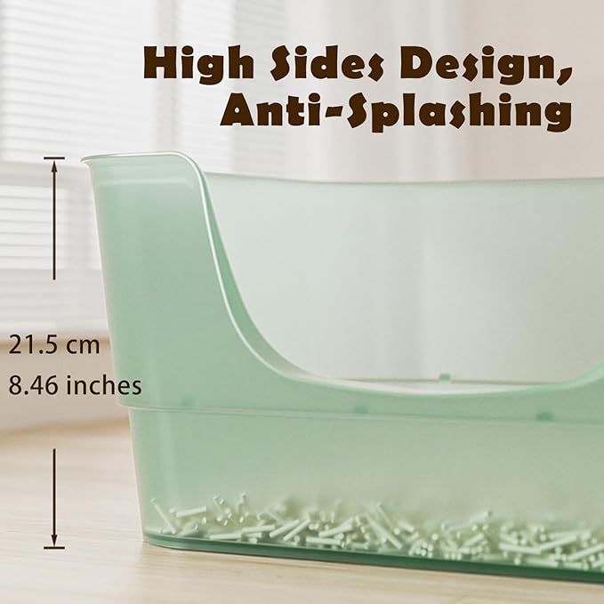 Extra Large Cat Litter Box with Clear Jelly Color,High Sided Litter Box for Big Cats,XL Cat Litter Box for Multiple Cats,Jumbo Cat Litter Box,Giant Kitty Litter Box,Anti-Splashing,Easy to Clean
