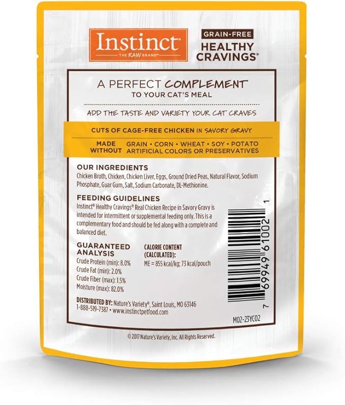Instinct Healthy Cravings Grain Free Real Chicken Recipe Natural Wet Cat Food Topper by Nature's Variety, 3 Ounce (Pack of 24)