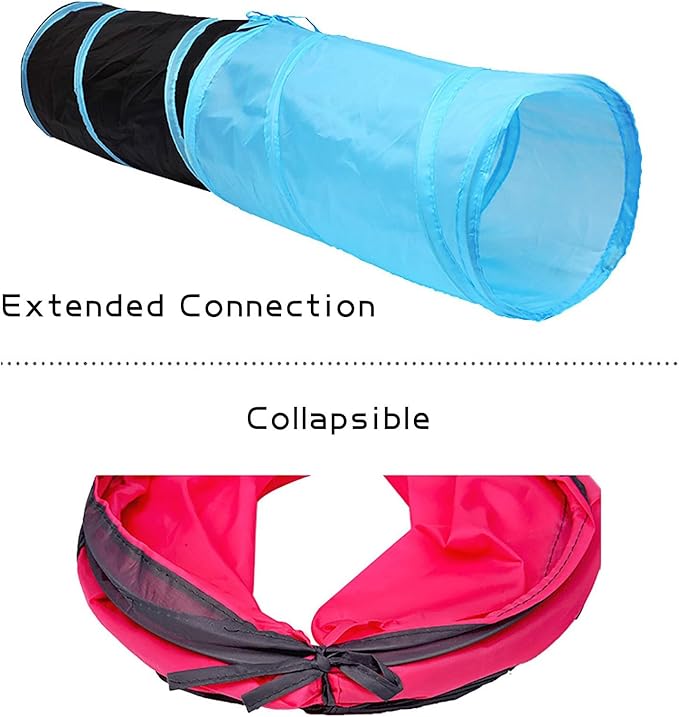 iCAGY Cat Tunnel for Indoor Cats Interactive, Rabbit Tunnel Toys, Pet Toys Play Tunnels for Cats Kittens Rabbits Puppies Crinkle Collapsible Pop Up Royal Blue 20"