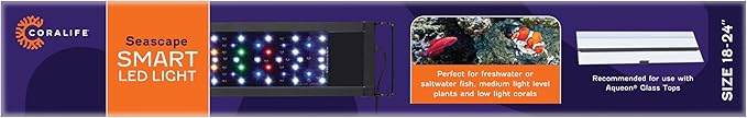 Coralife Fish Tank Aquarium Seascape WiFi/Bluetooth Smart LED Light Fixture, 18-24"