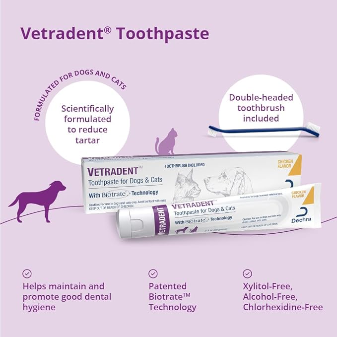 Toothpaste for Dogs and Cats (Double-Headed Toothbrush Included)