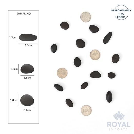 Royal Imports 30LBS River Rocks Decorative Ornamental Pebbles, Garden Landscaping Stones, Gravel Filler for Plants, Vases, Succulents, Home Decor, Aquariums, Crafting, Animal Habitat - Small Black