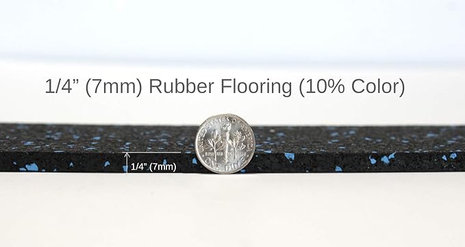 American Floor Mats 1/4in (7mm) Thick 10% Mocha 4' x 19' Heavy Duty Rubber Rolls, Protective Exercise Mats, Home Gym Rubber Flooring