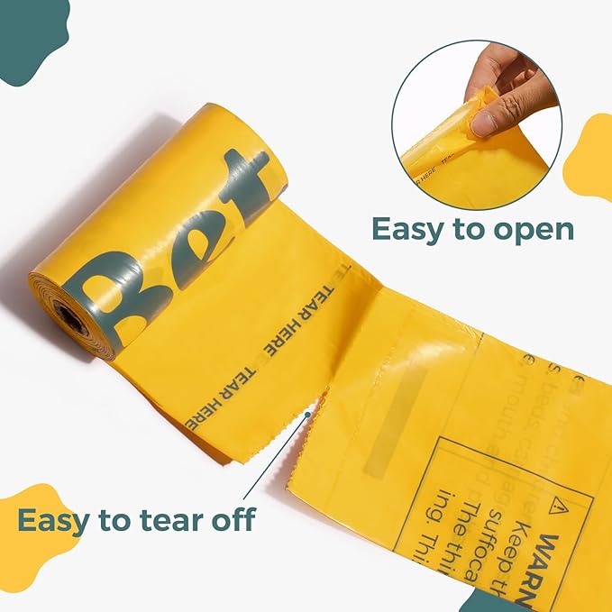 Dog Poop Bags Rolls Biodegradable 100% Leak Proof Thickened Dog Waste Bags -120 Count 8 Rolls - Doggie Poop Bag for Small and Big Dogs(Unscented)