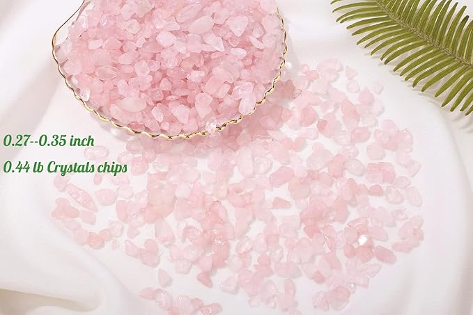 1lb Rose Quartz Aquarium Gravel Rocks Natural Tumbled Healing Crystal Chips Bulk Gemstones Tumbled Crushed Stones for Fountain Vase Filler Planters Decorative Fish Tank Potted Reiki Energy Balancing