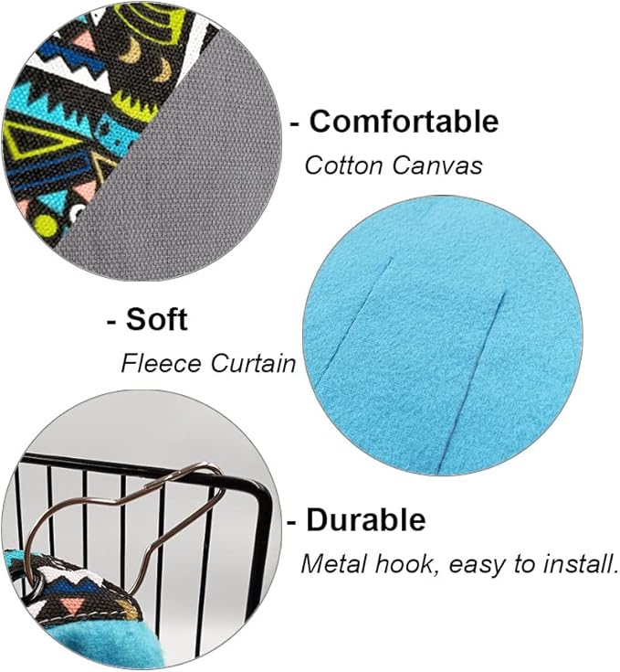 RIOUSSI Guinea Pig Hideout Hideaway Corner Fleece Toys Cage Accessories with Reversible Sides, Random/Gray-Blue+Pink, Pack of 2